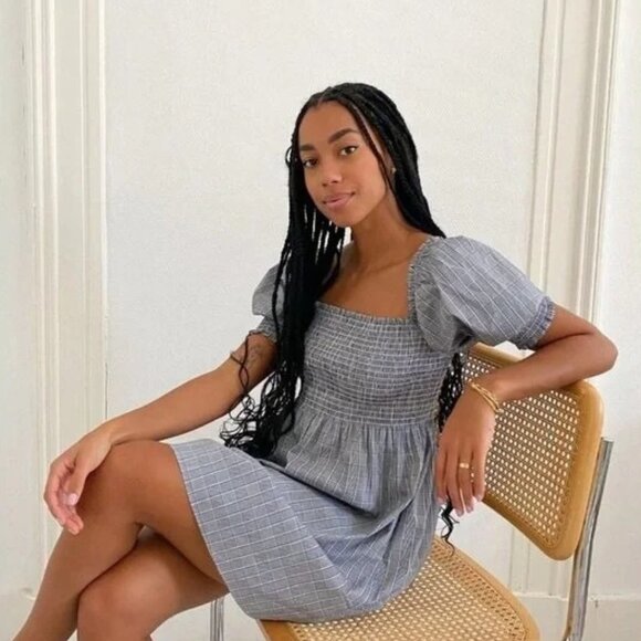 Hill House The Athena Nap Dress in Tai Check Size Medium NWT - Picture 1 of 4